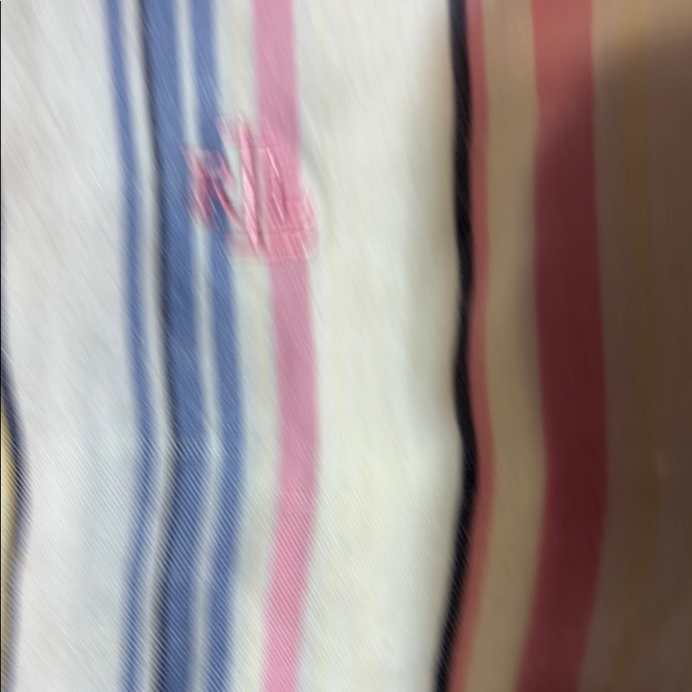 Lauren Ralph Lauren Linen Cotton Shirt L Striped Pink Yellow Blue Coastal - Picture 9 of 11